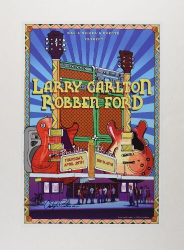 2010 Larry Carlton Robben Ford Boulder Theater Signed Peterson Poster Mint 91