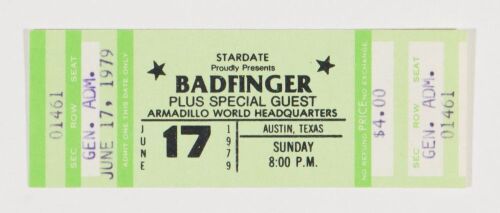 1979 Badfinger Armadillo World Headquarters Ticket Stub