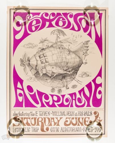 1966 Jefferson Airplane Sparta Graphics Headshop Poster Near Mint 85