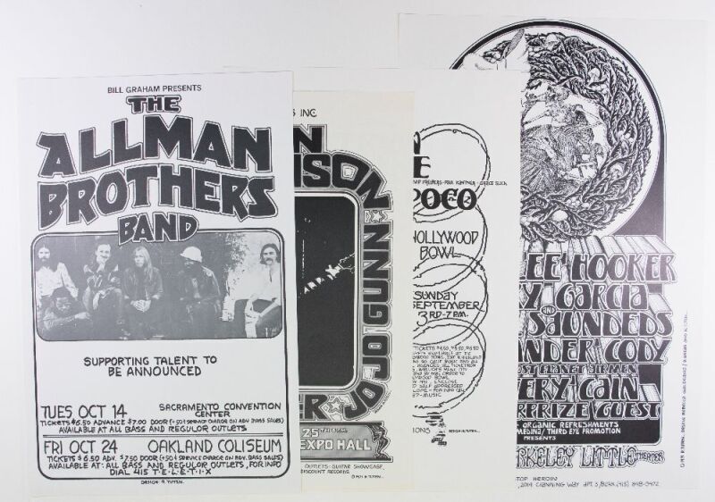 Lot of 4 Randy Tuten Allman Brothers Van Morrison Jefferson Airplane John Lee Hooker Posters