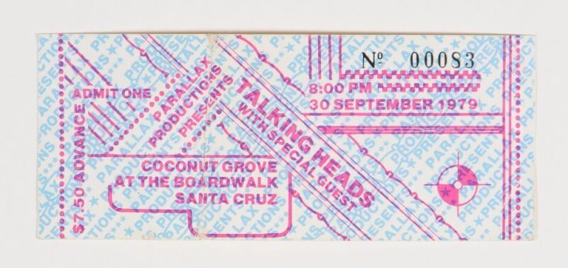 1979 Talking Heads Coconut Grove Santa Cruz Ticket Extra Fine 69
