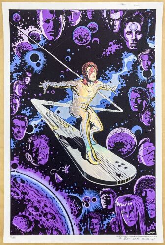 2019 EMEK Gan Golan Silver Starman David Bowie LE Signed EMEK and Gan Poster Near Mint 81