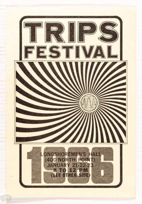1991 AOR-2.42 Grateful Dead Trips Festival Acid Test Longshoremen's Hall RP Handbill Mint 91