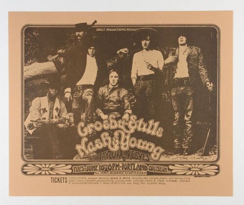 1970 Crosby Stills Nash Young Portland Coliseum Poster Mint 93