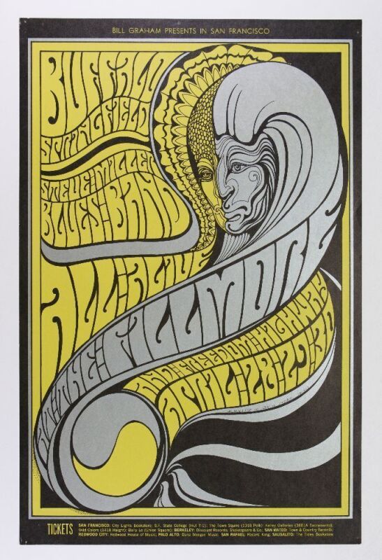 1967 BG-61 Buffalo Springfield Fillmore Auditorium Poster Excellent 75