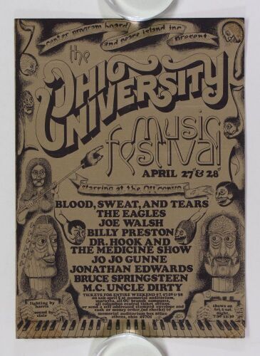 1973 Bruce Springsteen The Eagles Billy Preston Ohio University Music Festival Handbill Extra Fine 69