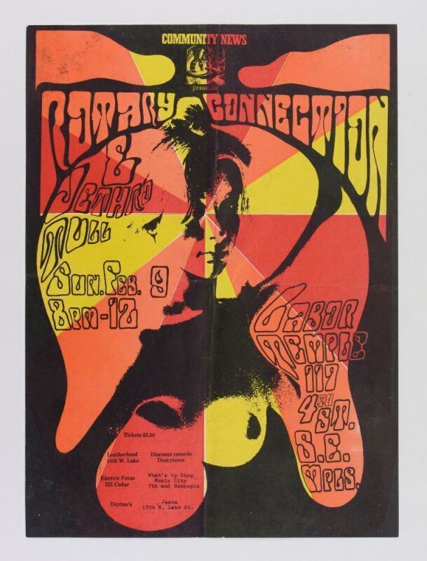 1969 Jethro Tull Labor Temple Minneapolis Poster Excellent 75