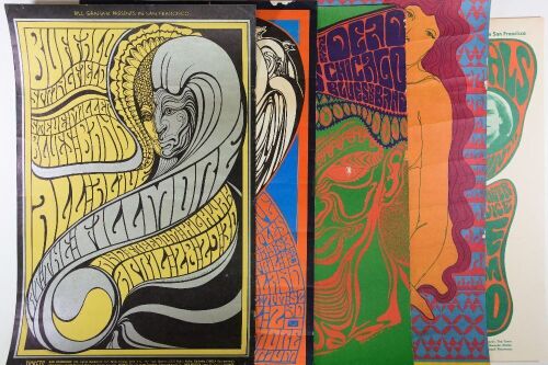 Lot of 5 Wes Wilson Original Fillmore Bill Graham Posters