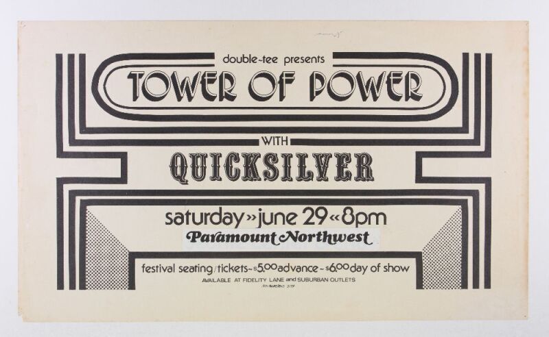 1974 Tower of Power Quicksilver Paramount Northwest Poster Extra Fine 65