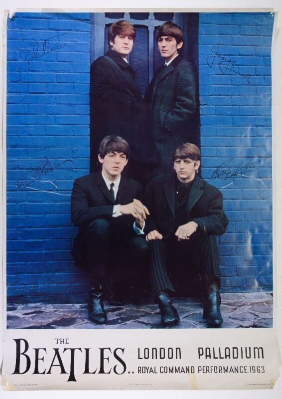 1964 The Beatles London Palladium Commemorative Headshop Poster