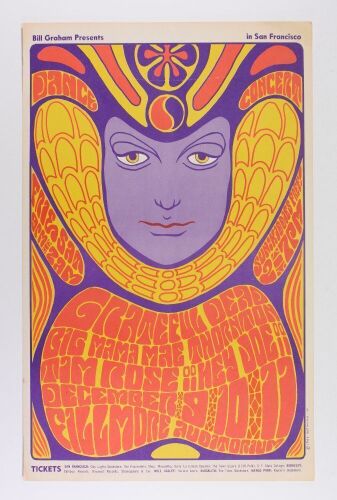 1966 BG-41 Grateful Dead Big Mama Thornton Fillmore Auditorium RP2 Poster