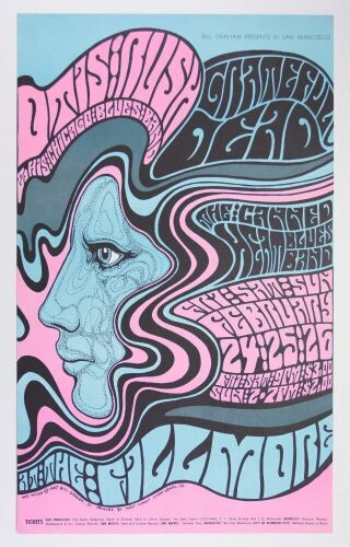 1967 BG-51 Grateful Dead Otis Rush Fillmore Auditorium RP2 Poster Near Mint 81