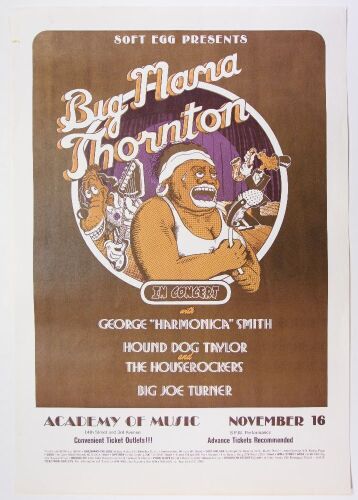 1970 Big Mama Thornton Academy of Music New York Poster Excellent 75