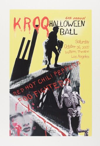 2002 Red Hot Chili Peppers Foo Fighters Wiltern Theatre Signed LE Poster Mint 91