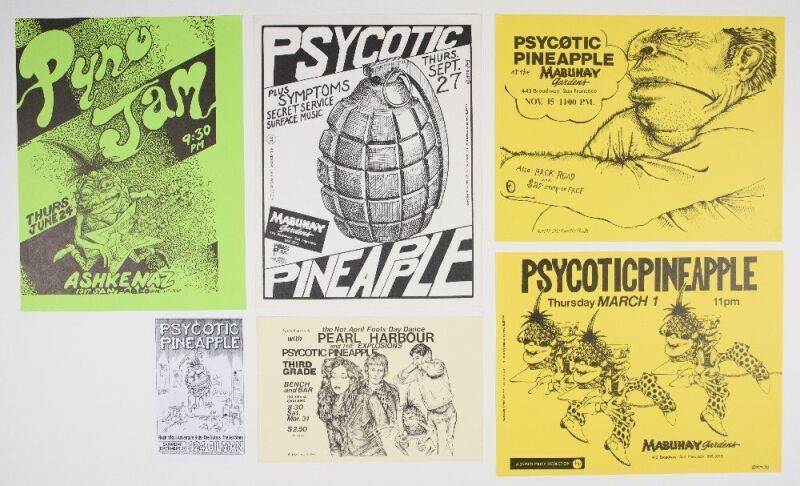 Lot of 6 John Seabury Psycotic Pineapple Vintage Punk Flyers & Handbills