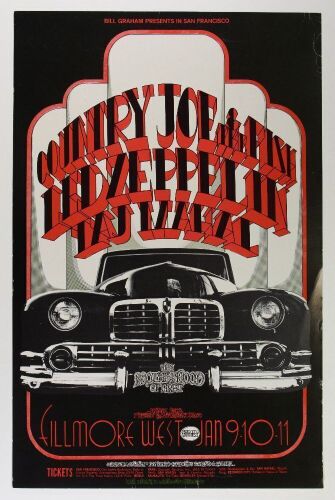 1969 BG-155 Led Zeppelin Country Joe Fillmore West Poster Extra Fine 67