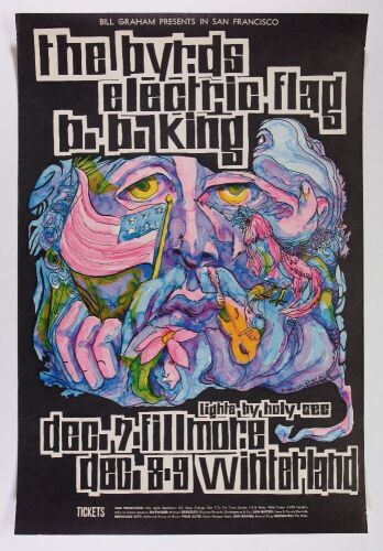 1967 BG-96 The Byrds B.B. King Electric Flag Winterland & Fillmore Poster Excellent 79