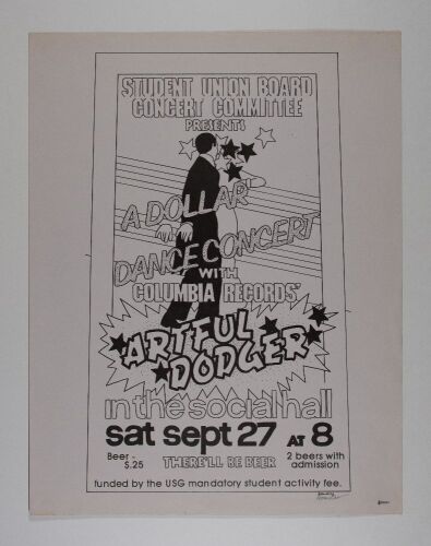 1980 Artful Dodger Buffalo State College Social Hall Signed Elias Poster Excellent 77