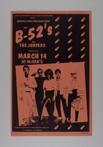 1979 The B-52's McVan's Niteclub Buffalo Signed Elias Poster Near Mint 81