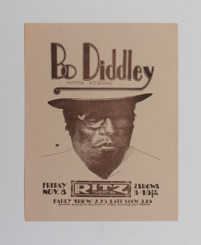 1974 Jim Franklin Bo Diddley The Ritz Theatre Austin Handbill Excellent 77