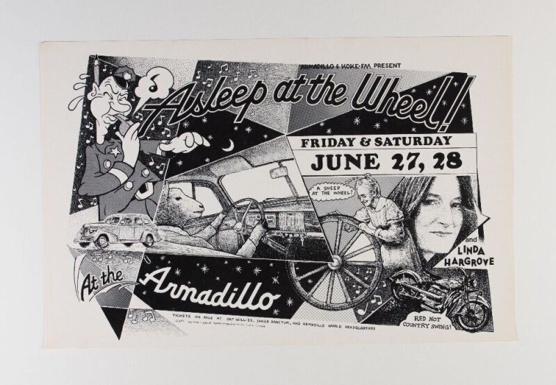 1975 Asleep at the Wheel Armadillo World Headquarters Austin Poster Near Mint 89