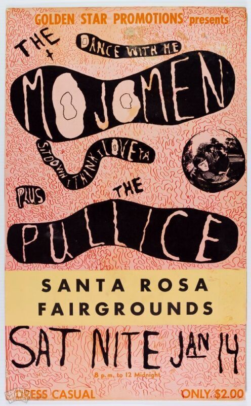 1967 The Mojo Men The Pullice Santa Rosa Fairgrounds Cardboard Poster Extra Fine 69