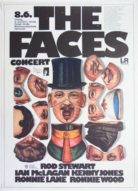 1973 Gunther Kieser The Faces Niedersachsenhalle Hannover Germany Poster Near Mint 81