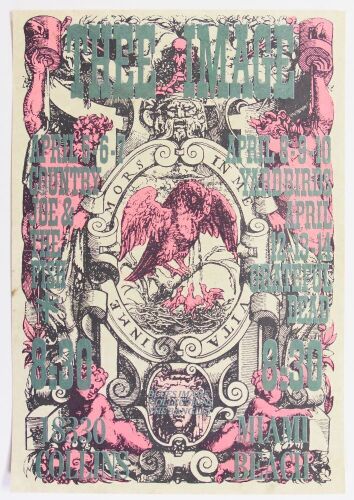 1968 Grateful Dead Yardbirds Thee Image Miami Beach Calendar Poster Near Mint 83