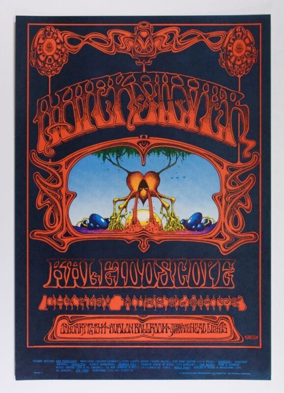 1968 FD-101 Quicksilver Messenger Service Avalon Ballroom RP2 Poster Near Mint 85