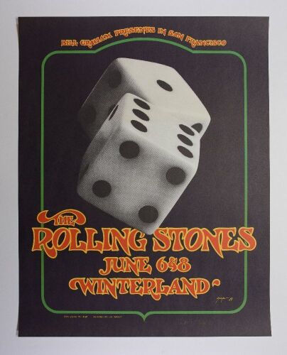 1972 BG-289 Rolling Stones Winterland RP2 Signed Singer Poster Mint 91