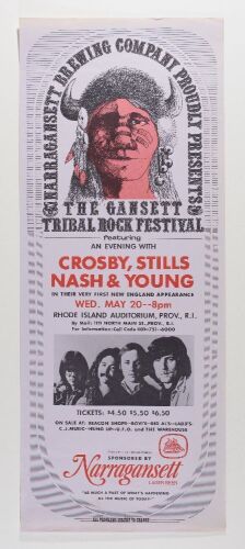 1970 Crosby Stills Nash & Young Rhode Island Auditorium Poster Extra Fine 69