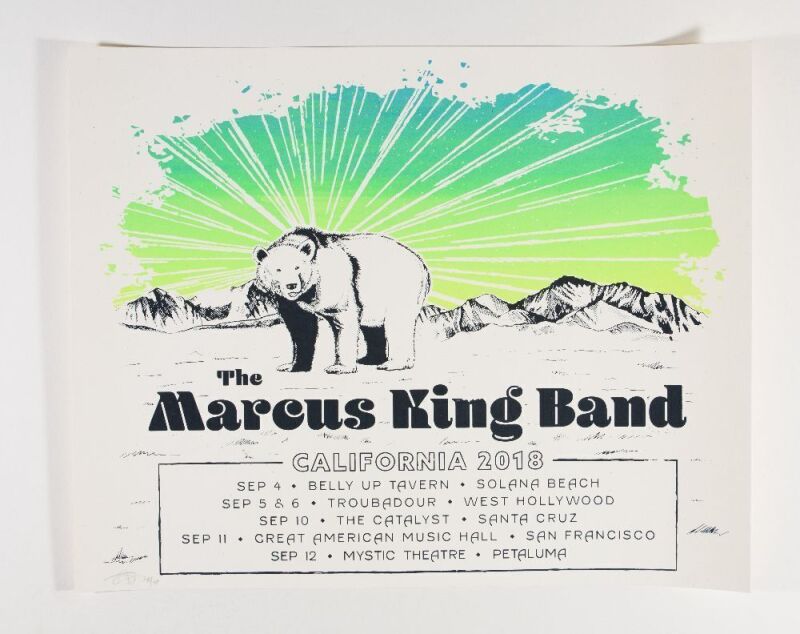 2018 Marcus King Band California Tour LE Signed Poster Near Mint 87