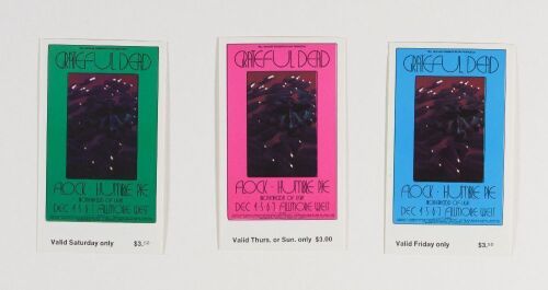 1969 BG-205 Grateful Dead Humble Pie Fillmore West Complete Set of 3 Original Tickets Near Mint 81