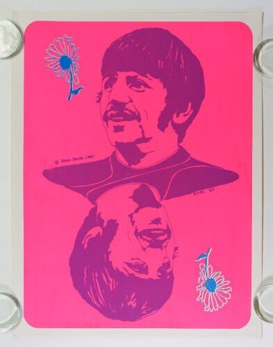 1967 Steve Sachs Ringo Starr Silkscreen Blacklight Headshop Poster Excellent 71