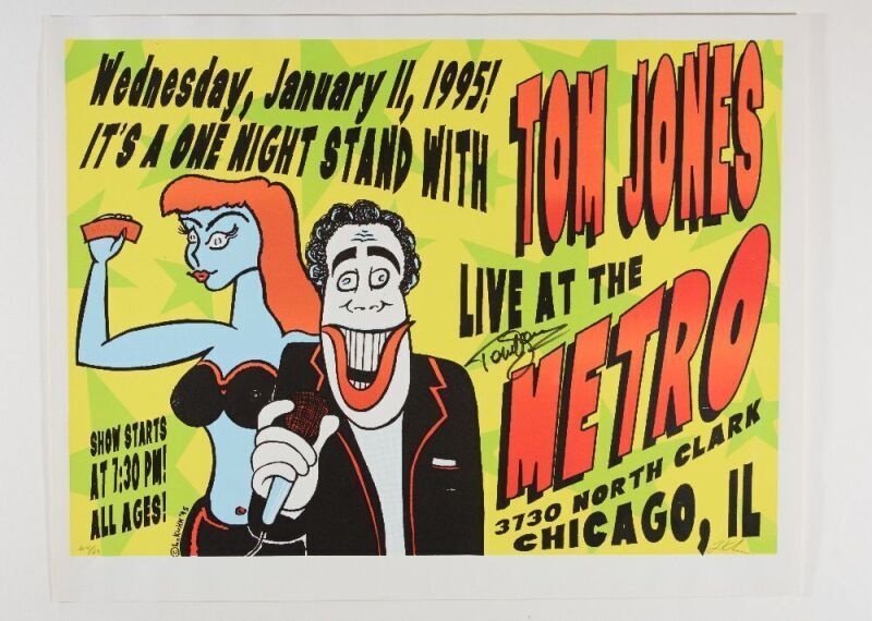 1995 Tom Jones The Metro LE Signed Lindsey Kuhn and Tom Jones Poster Near Mint 81