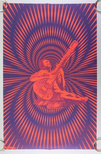 1969 Ravi Shankar Headshop Blacklight Poster Excellent 77