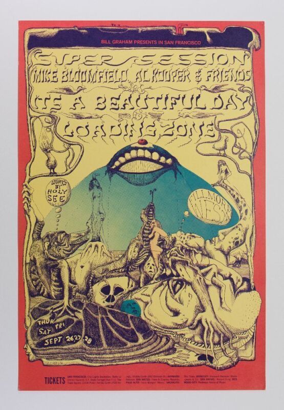 1968 BG-138 Mike Bloomfield Al Kooper Super Session Fillmore West Poster Excellent 73