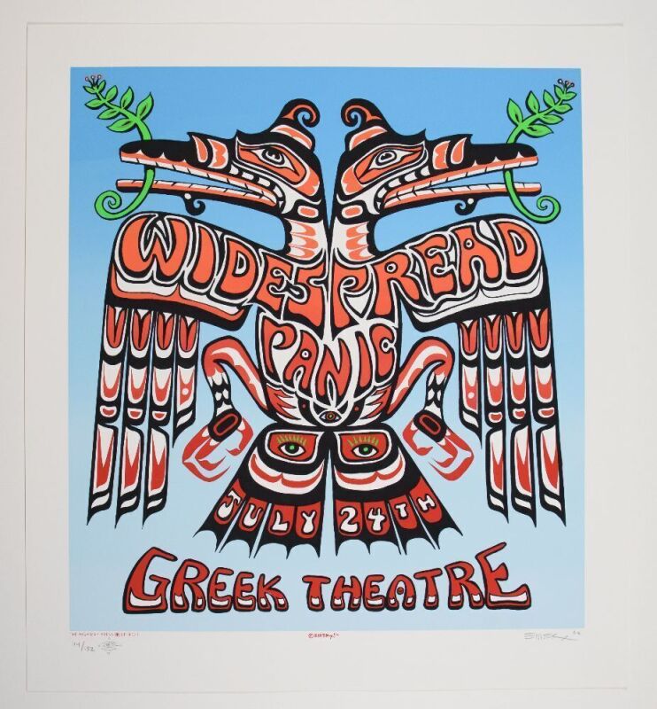 2002 EMEK Widespread Panic Greek Theatre LE White Variant Signed Emek Poster Mint 91