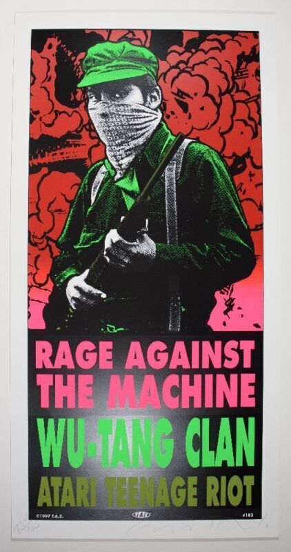 1997 Rage Against The Machine Wu Tang Clan Tour LE Signed Taz Poster Mint 91