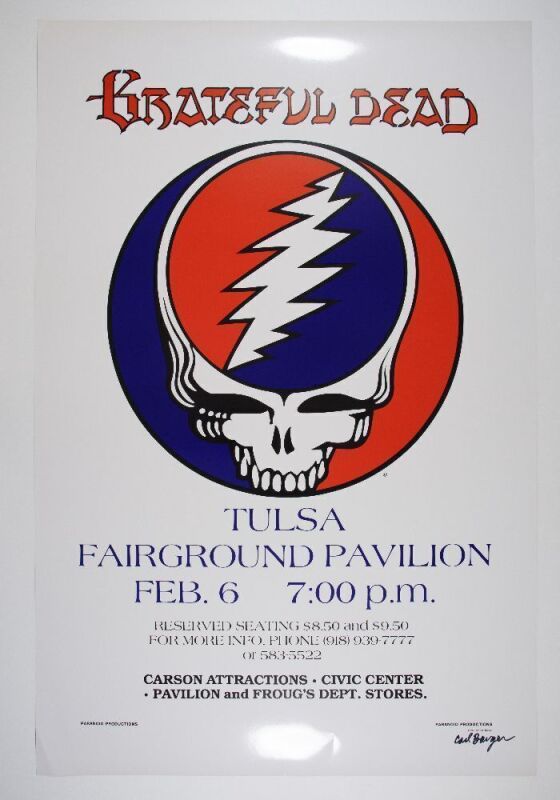 1979 Grateful Dead Tulsa Fairground Pavilion Signed Barger Poster Near Mint 85