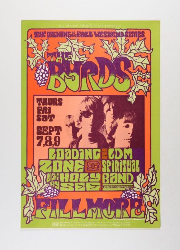 1967 BG-82 The Byrds Fillmore Auditorium Poster Near Mint 87
