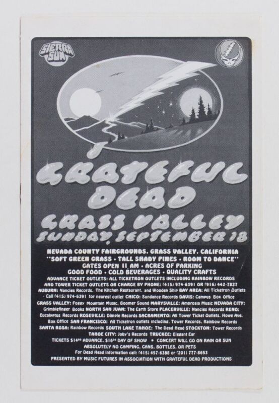 1983 Grateful Dead Nevada County Fairgrounds Grass Valley Program Extra Fine 63