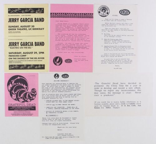 Lot of 6 Grateful Dead Jerry Garcia Band Bill Graham Related Flyers