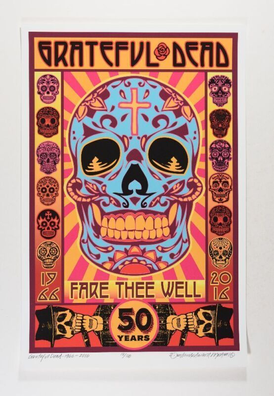 2016 David Byrd Grateful Dead Fare Thee Well 50 Years LE Signed Byrd Poster Mint 91