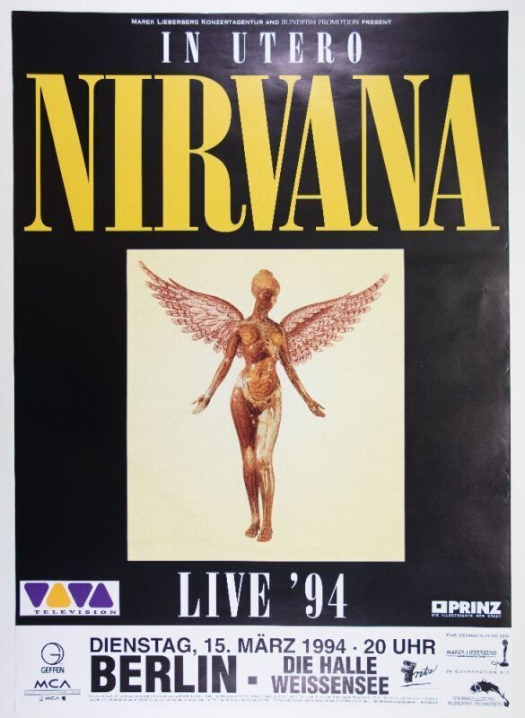 1994 Nirvana Die Halle Weissensee Berlin Germany Poster Near Mint 85