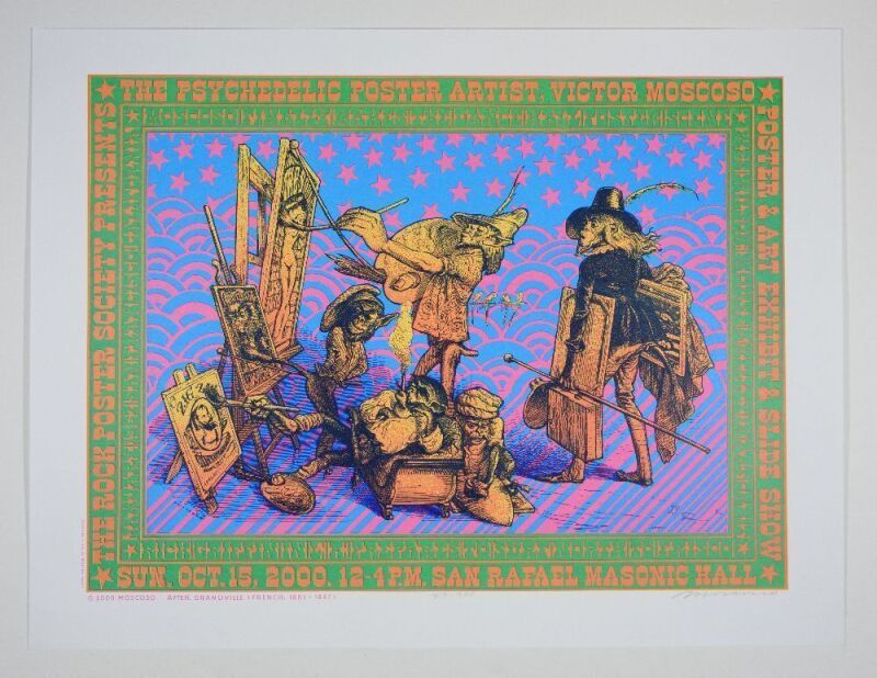 2000 Victor Moscoso TRPS Art Exhibit San Rafael Masonic Hall LE Signed Moscoso Poster Mint 91