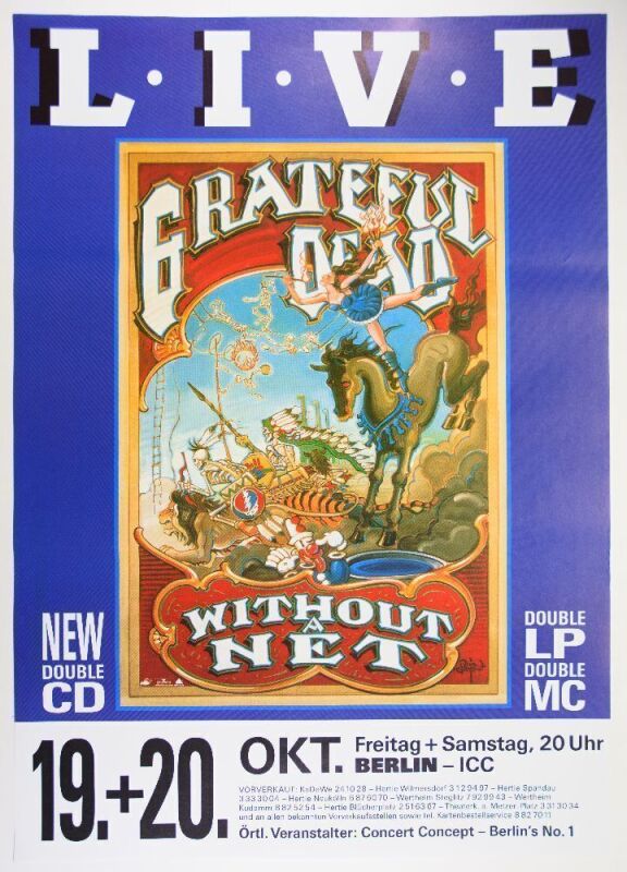 1990 Grateful Dead Internationales Congress Centrum Berlin Germany Poster Near Mint 85